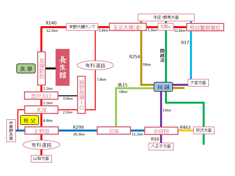 車・観光バスでお越しのルート案内図